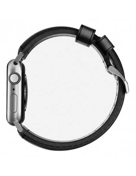Pasek do Apple Watch 42/44 mm Nomad Skórzany Czarno-Srebrny