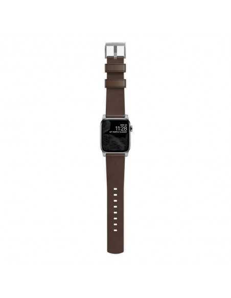 Pasek Apple Watch 42/44 mm Nomad Skóra Brązowo-Srebrny