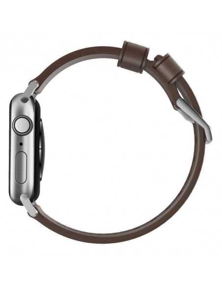 Pasek Apple Watch 42/44 mm Nomad Skóra Brązowo-Srebrny