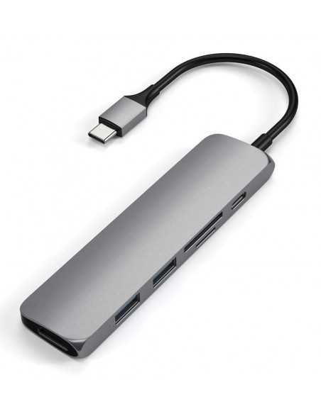 Rozgałęziacz HUB Slim Satechi do Macbook – USB-C HDMI 4K USB SD Micro SD Szary