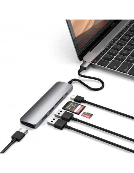 Rozgałęziacz HUB Slim Satechi do Macbook – USB-C HDMI 4K USB SD Micro SD Szary