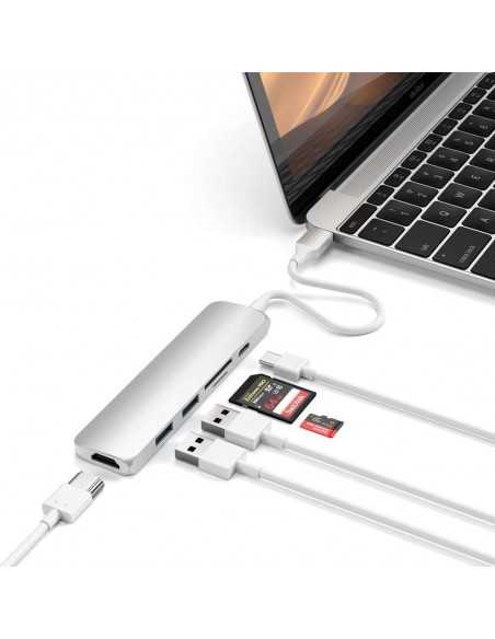 Rozgałęziacz HUB Slim Satechi do Macbook – USB-C HDMI 4K USB SD Micro SD Srebrny