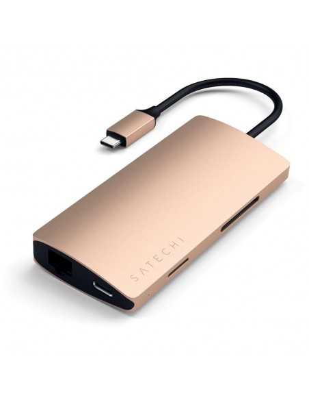 Rozgałęziacz HUB Satechi do Macbook USB-C Ethernet V2 HDMI 4K USB 3.0 SD Micro SD Złoty