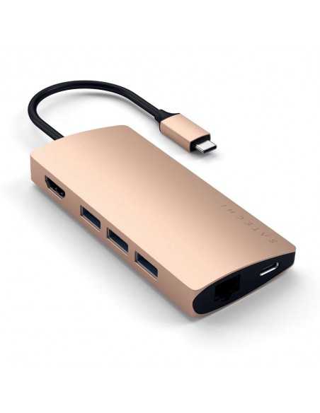 Rozgałęziacz HUB Satechi do Macbook USB-C Ethernet V2 HDMI 4K USB 3.0 SD Micro SD Złoty