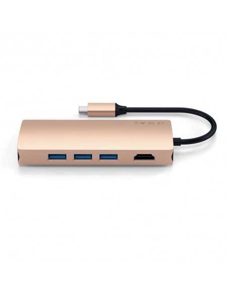 Rozgałęziacz HUB Satechi do Macbook USB-C Ethernet V2 HDMI 4K USB 3.0 SD Micro SD Złoty