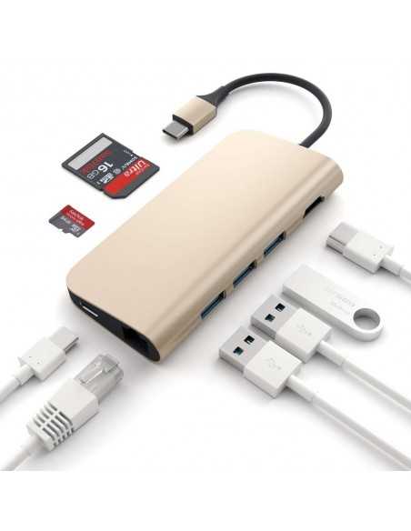 Rozgałęziacz HUB Satechi do Macbook – USB-C Ethernet HDMI 4K USB SD Micro SD Złoty