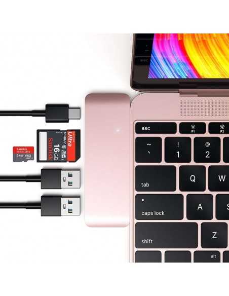 Rozgałęziacz HUB Pass Satechi do Macbook – USB-C USB SD Różowy