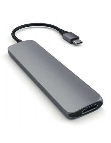 Rozgałęziacz HUB Slim Satechi do Macbook – USB-C HDMI 4K USB Szary