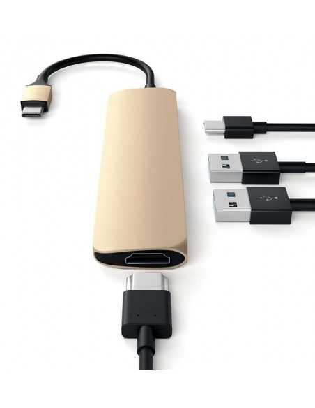 Rozgałęziacz HUB Slim Satechi do Macbook – USB-C HDMI 4K USB Złoty