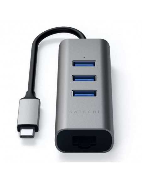Rozgałęziacz HUB Aluminium Satechi do Macbook – USB-C USB Ethernet Szare