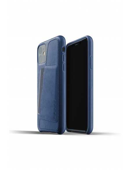 Mujjo Full Leather Wallet Case - etui skórzane do iPhone 11 (niebieskie)