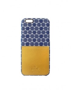 Etui iPhone 6 kieszonka Stuff skóra z bawełną musztardowe