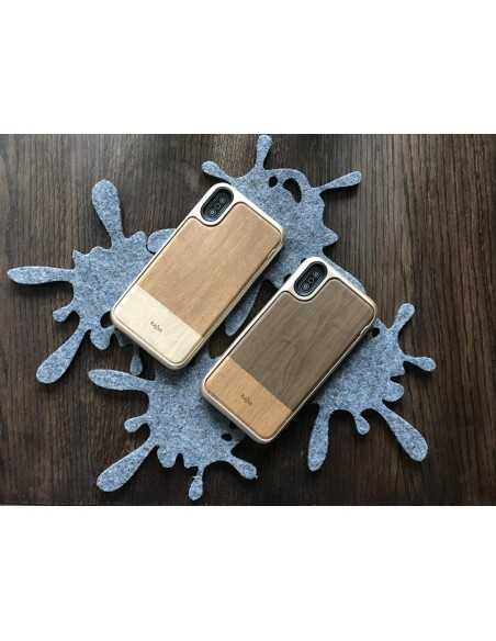 Etui iPhone X Outdoor Wzór drewna Ciemno Brązowe