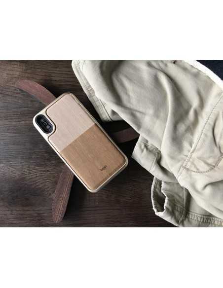 Etui iPhone X Outdoor Wzór drewna Kieszonka Jasno Brązowe