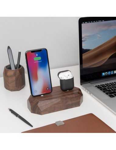 Stacja dokująca Apple podwójna Oakywood orzech amerykański Stacja dokująca Apple podwójna Oakywood orzech amerykański