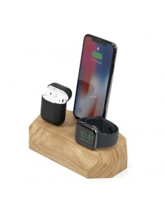 Stacja dokująca iPhone i Apple Watch Oakywood potrójna dąb